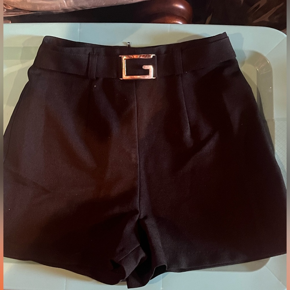 Black High Waisted Dress Shorts